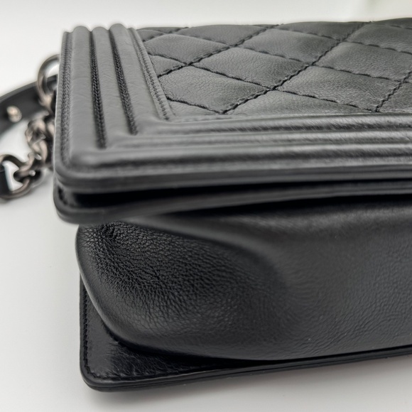 Chanel Large Boy Bag – Black Quilted Caviar Leather with Ruthenium Hardware - Picture 8 of 13